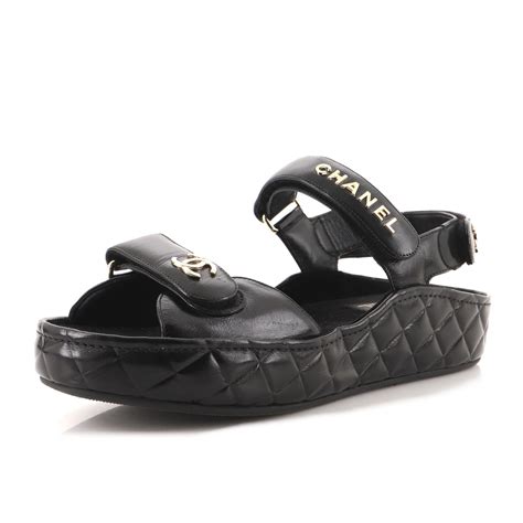 chanel black wedge sandals|chanel cold trip slide sandals.